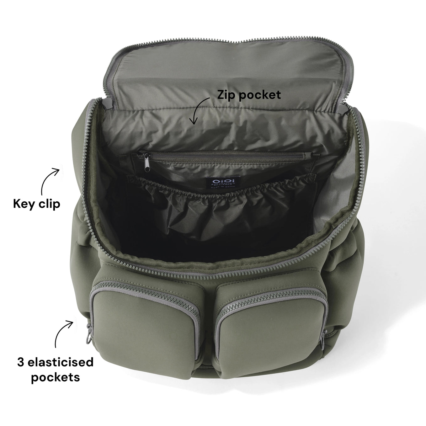 OiOi Signature Nappy Backpack - Sage Neoprene