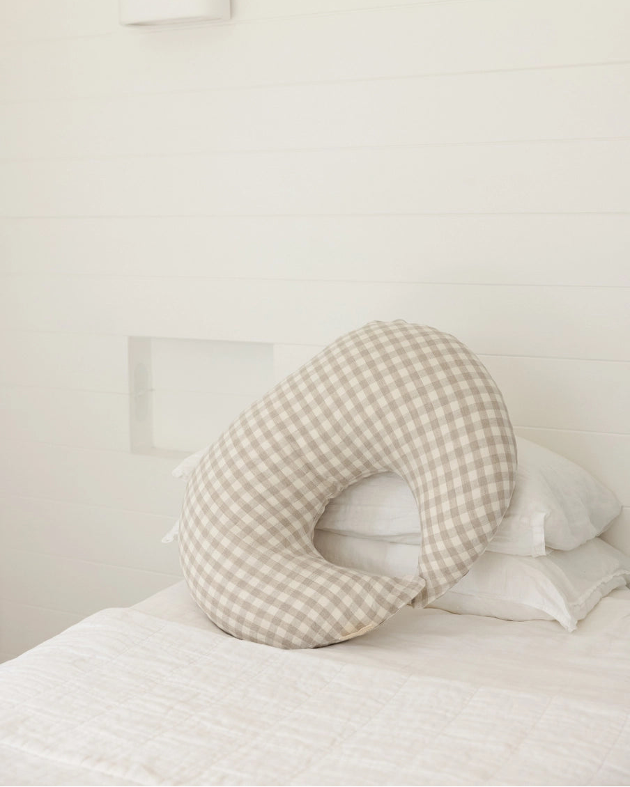 Nursing Pillow & Cover- Moon Shape- Gingham