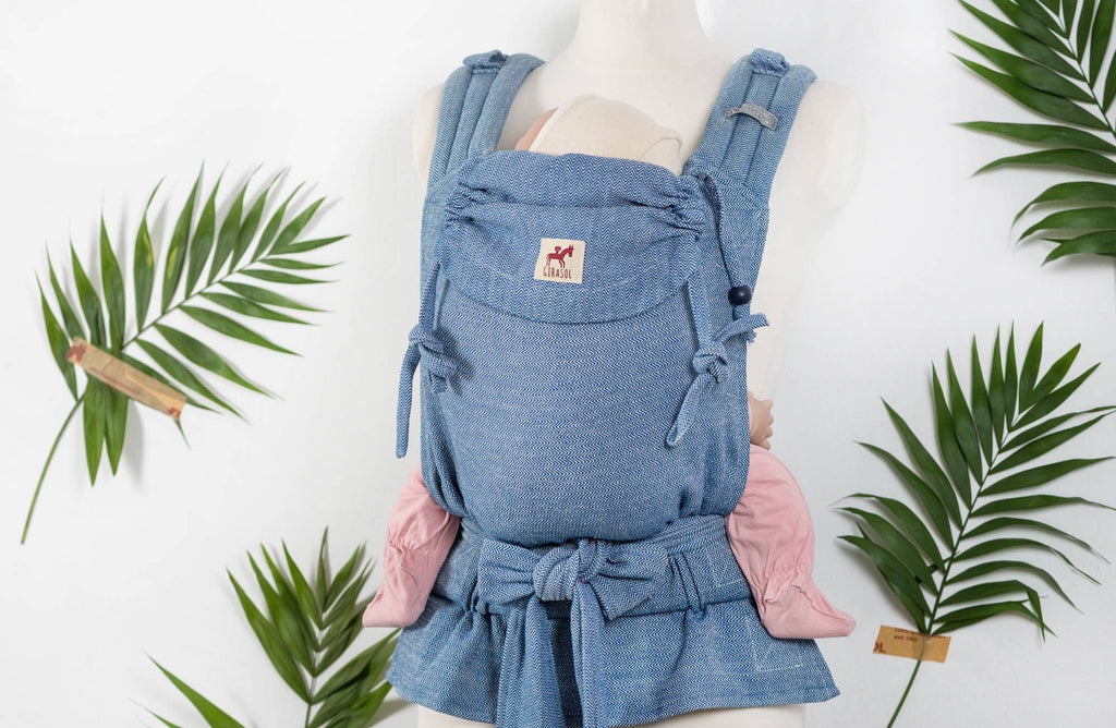 MySol Blue Tweed baby carrier - recycled cotton, sustainable