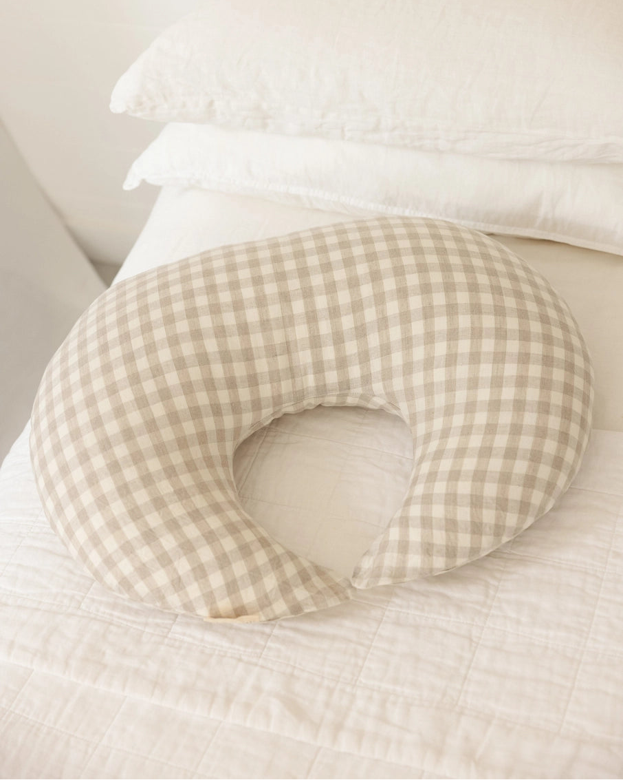 Nursing Pillow & Cover- Moon Shape- Gingham