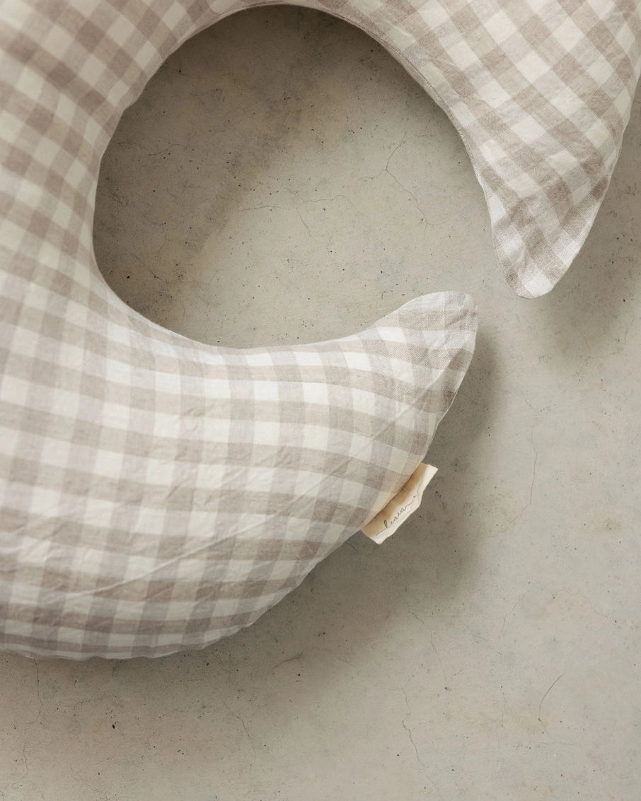 Nursing Pillow & Cover- Moon Shape- Gingham