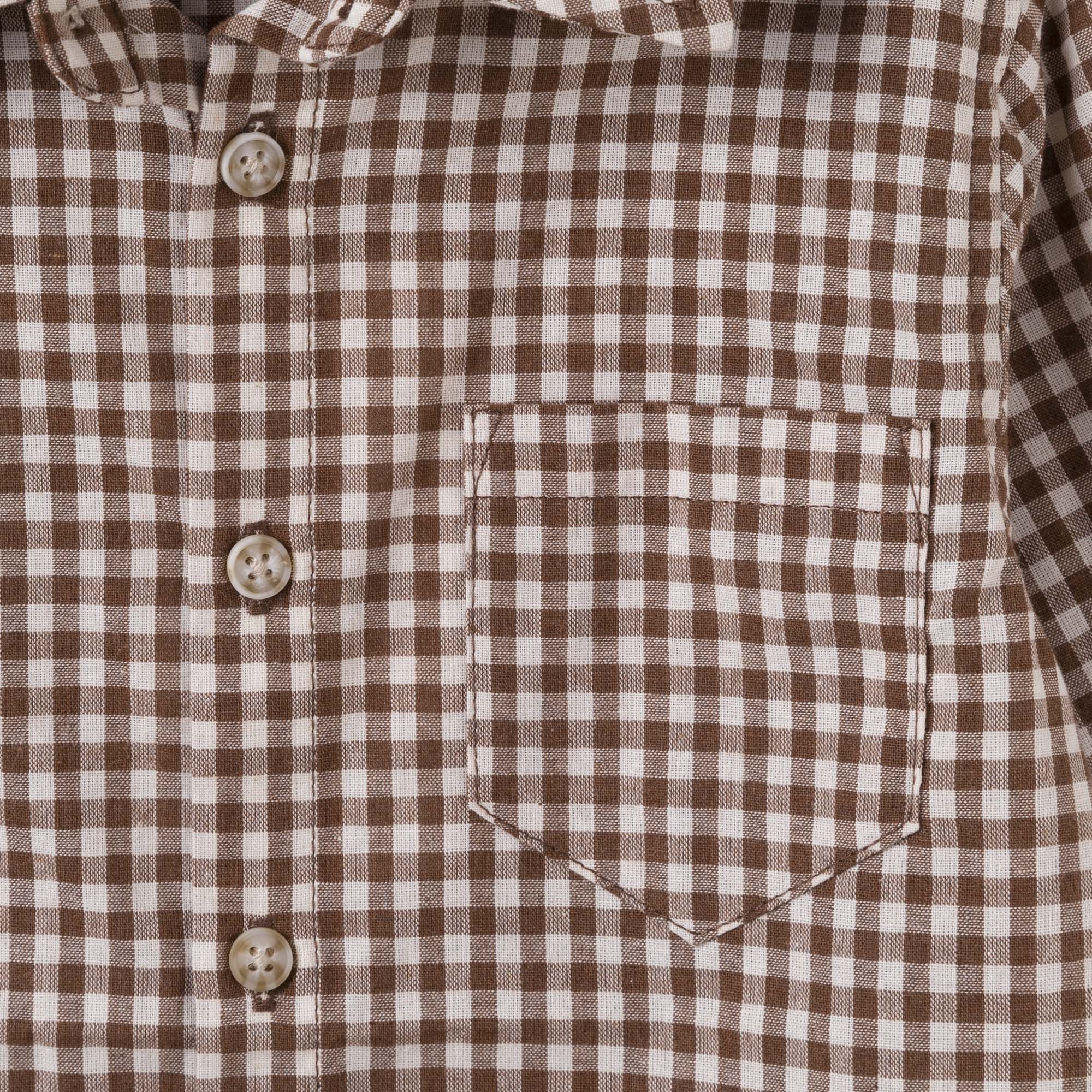Oliver L/S Button Shirt - Choc Gingham