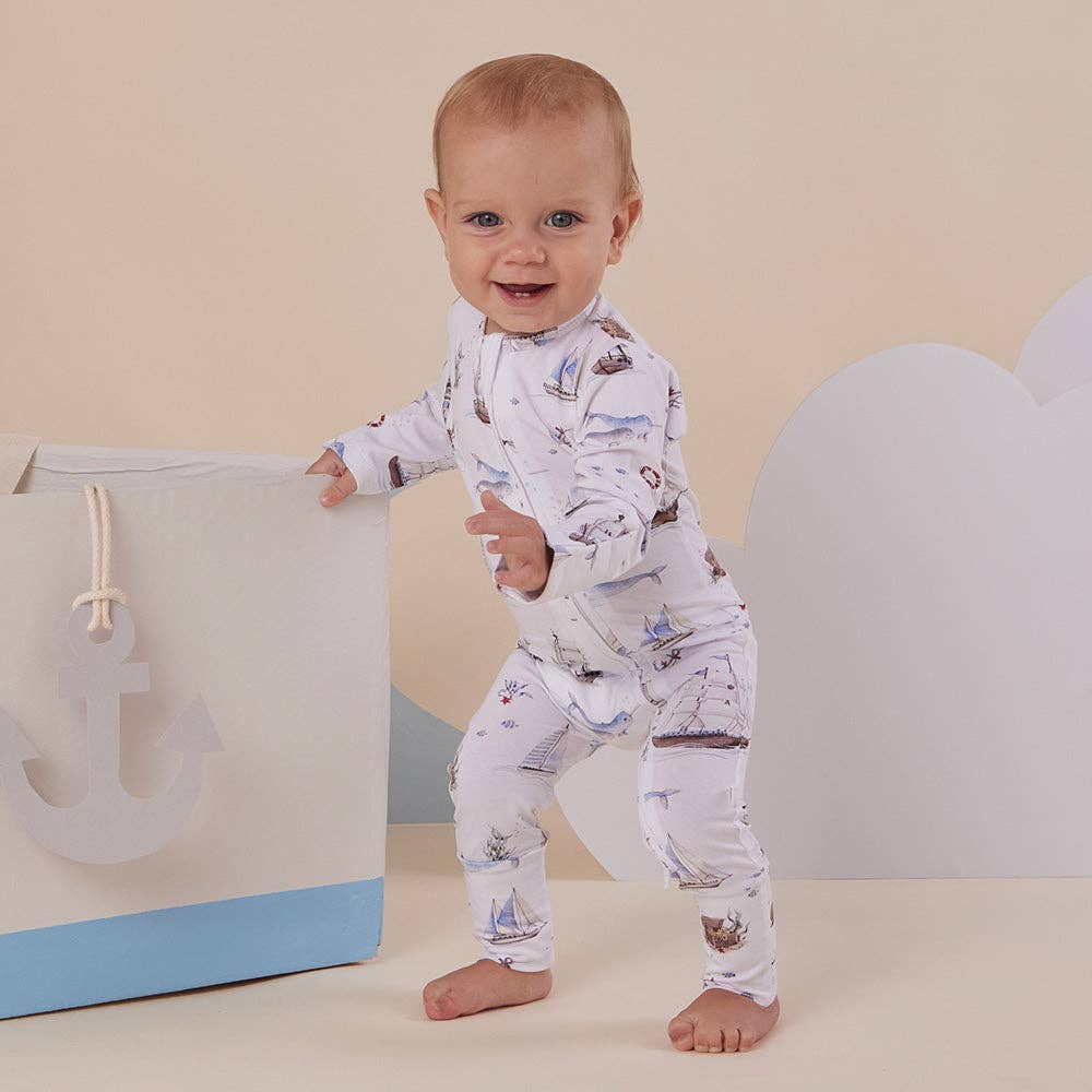 Set Sail Organic Snugglesuit Convertible Romper