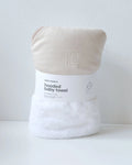 Terry Hooded Baby Towel - Oat with Walnut Trim
