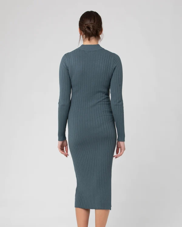 Nella Rib Nursing Knit Dress: Teal