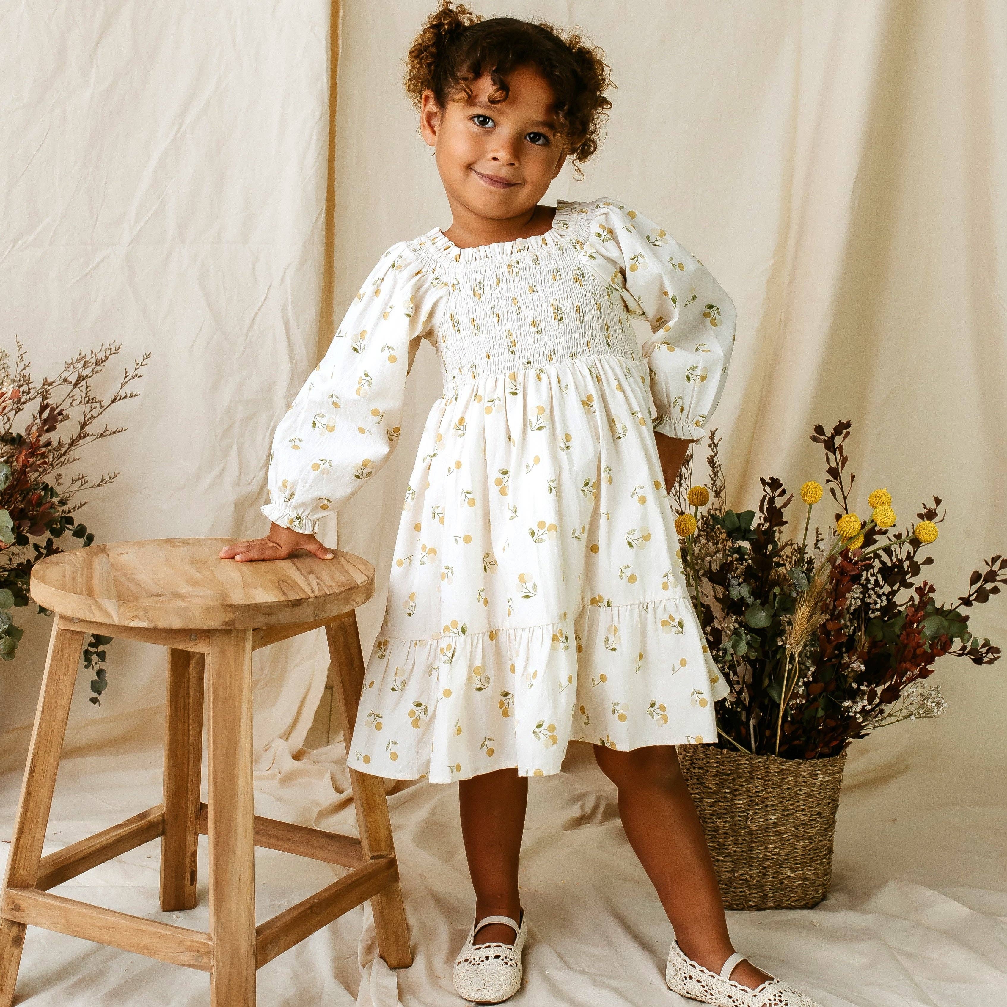 Golden Cherry Tiered Dress