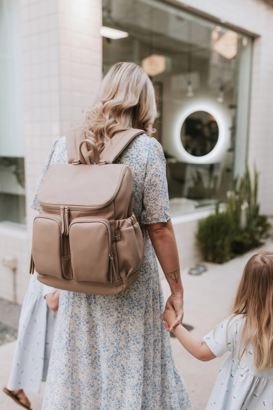 OiOi Signature Nappy Backpack - Oat Dimple Vegan Leather