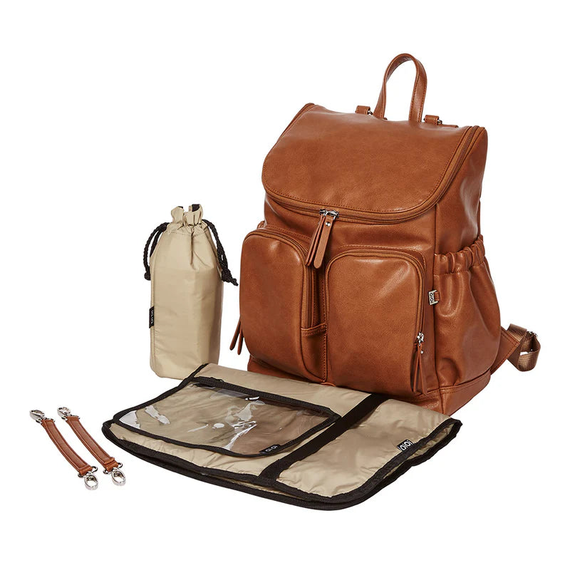 OiOi Signature Nappy Backpack - Tan Vegan Leather