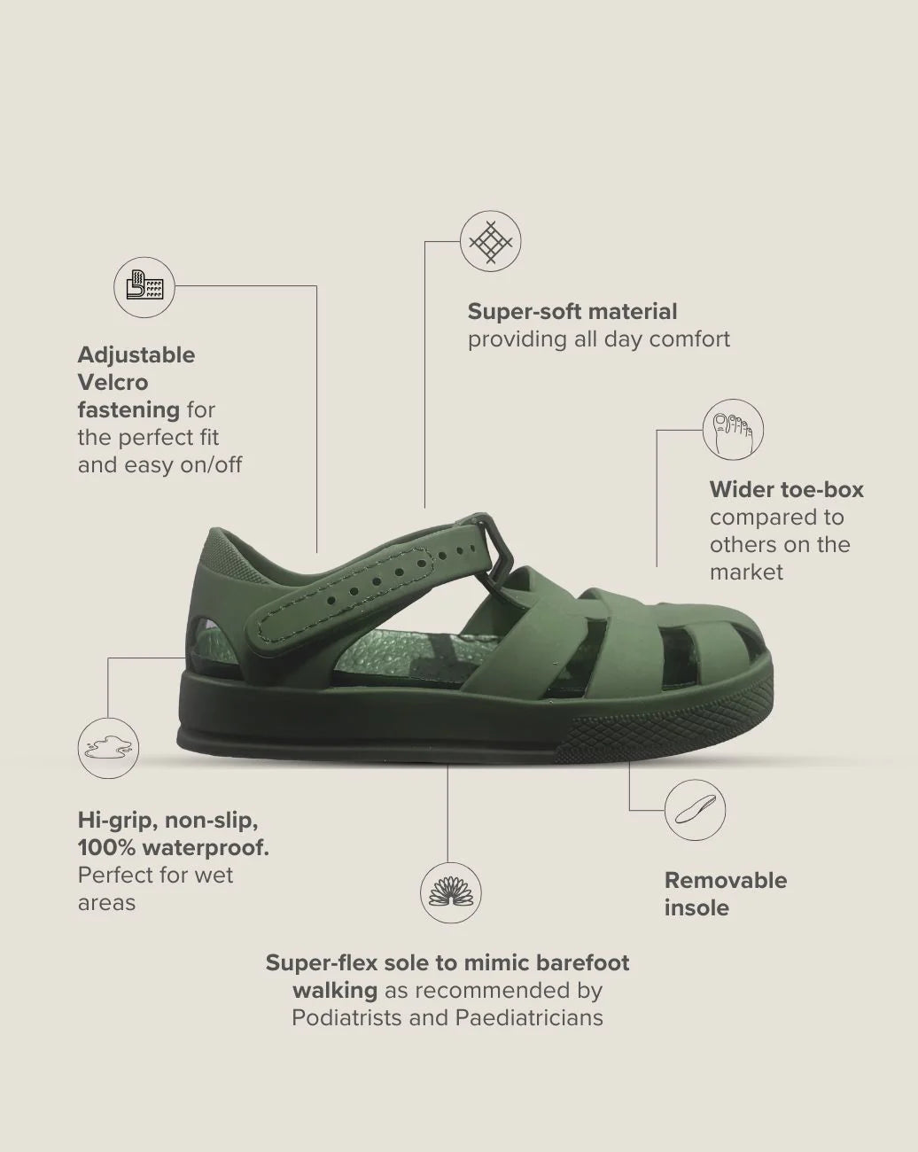 Kids Jelly Sandal – Olive Green