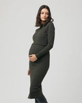Nella Rib Nursing Knit Dress: Ivy