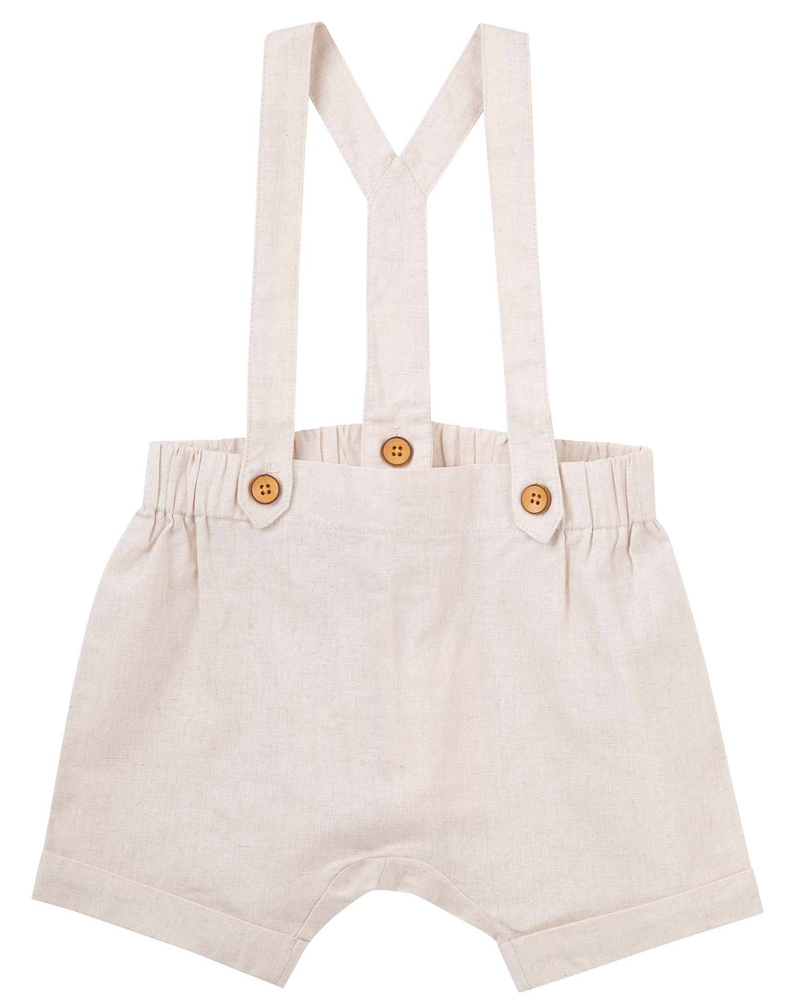 Finley Linen Suspender Shorts - Sand