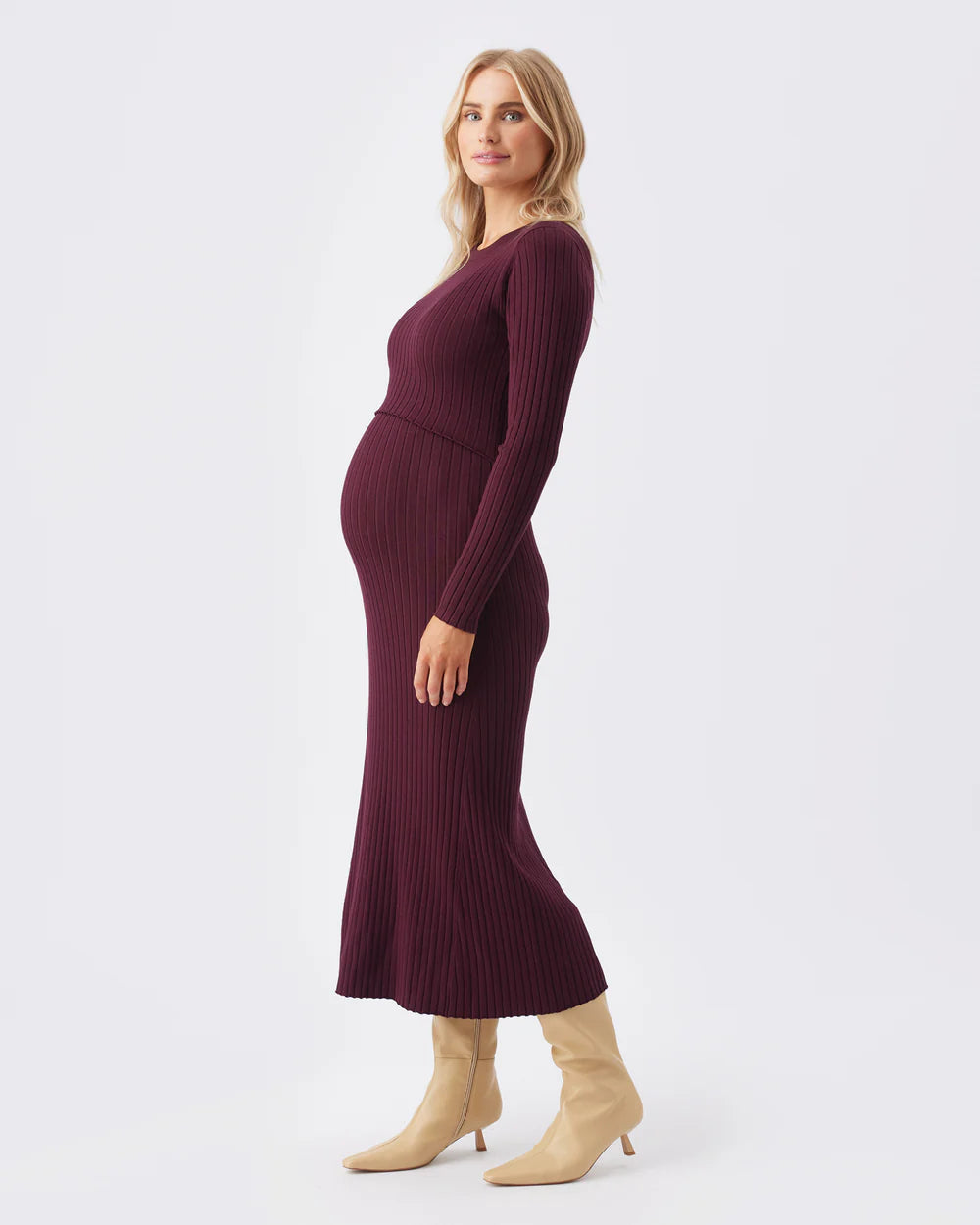 Eden Knit Nursing Dress: Maroon