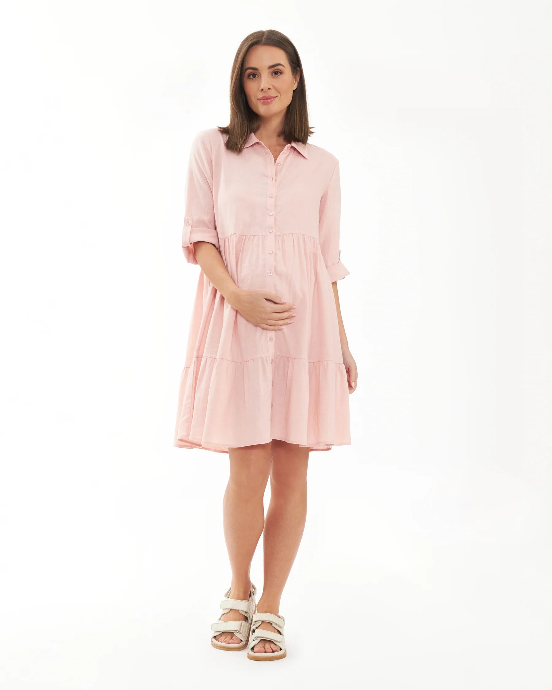Adel Linen Dress Soft Pink: Soft Pink