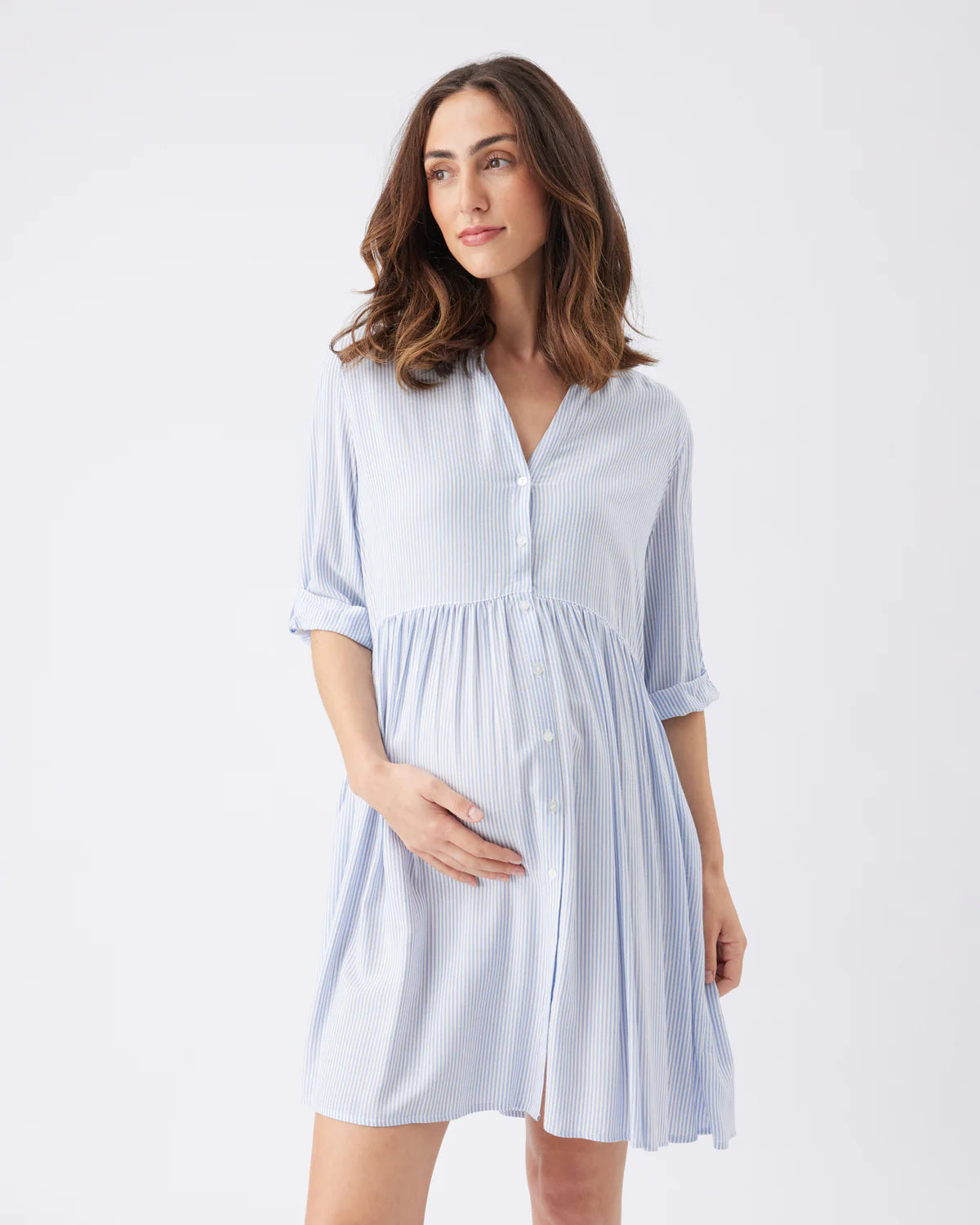 Sam Stripe Dress - Sky Blue / White