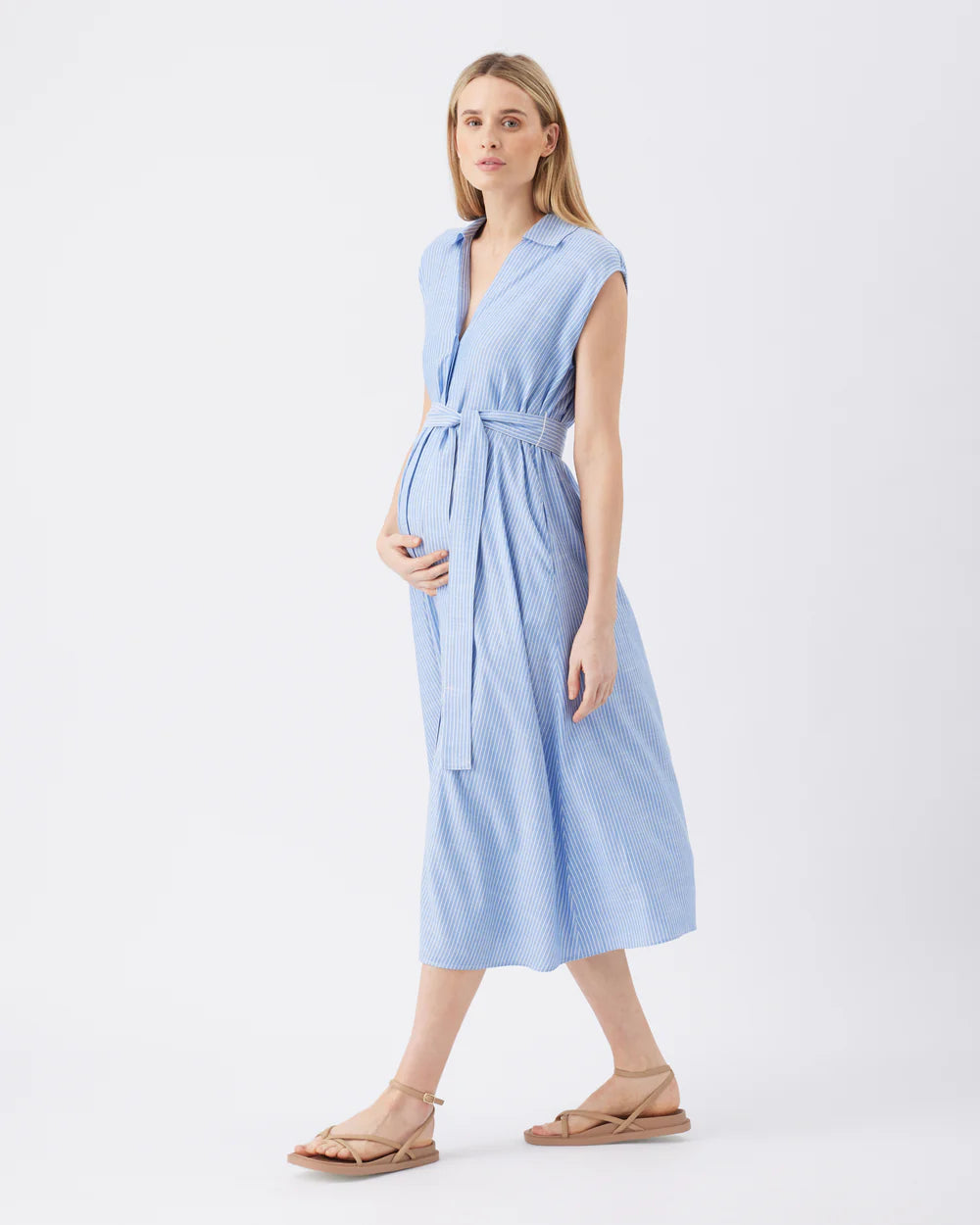 Abby Stripe Shirt Dress: Blue / White