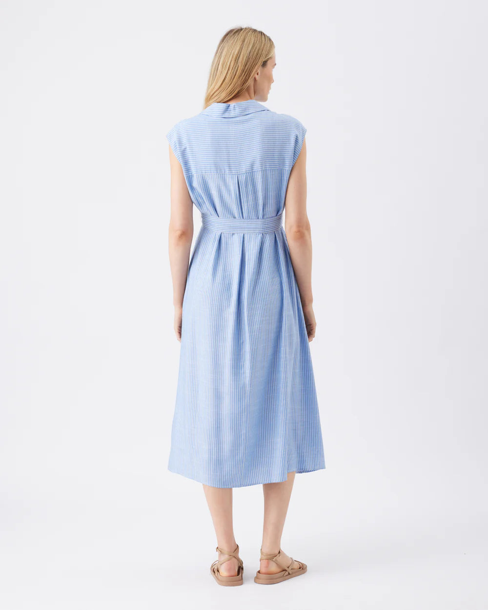 Abby Stripe Shirt Dress: Blue / White
