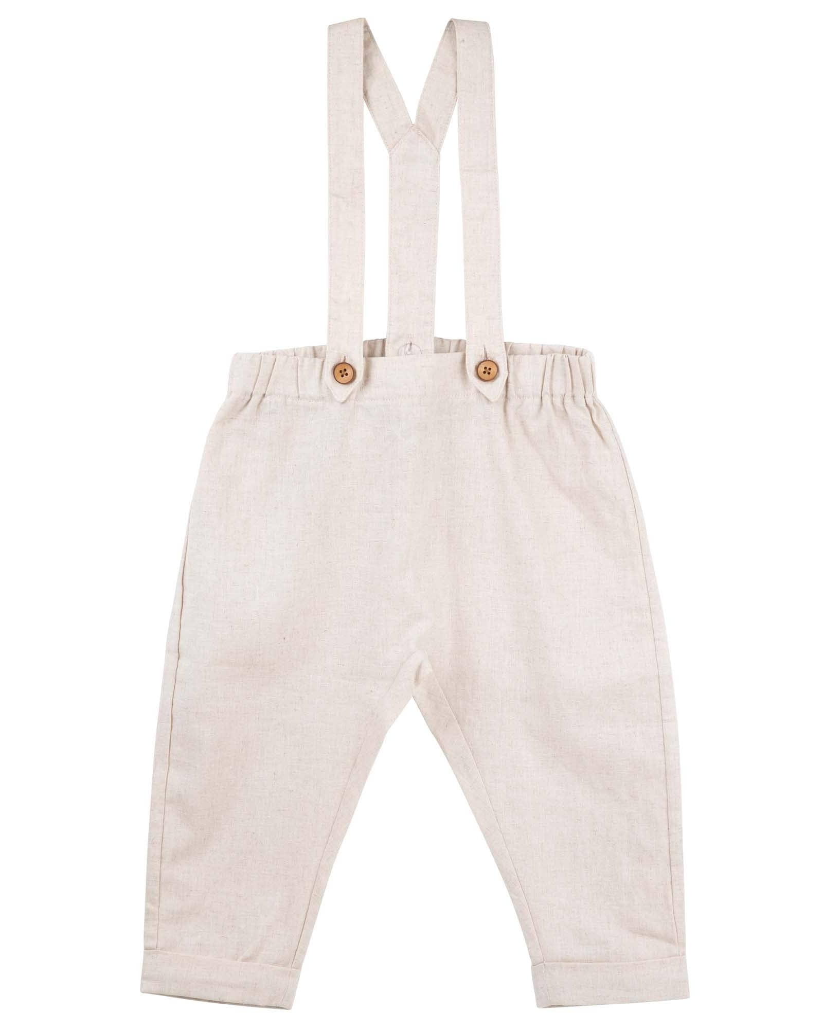 Finley Linen Suspender Pants - Sand