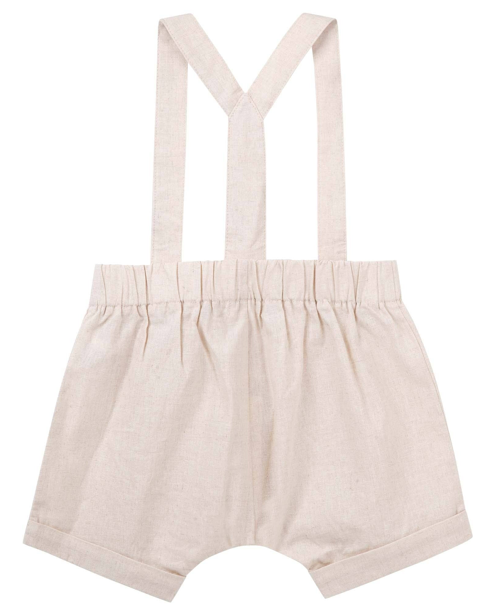 Finley Linen Suspender Shorts - Sand