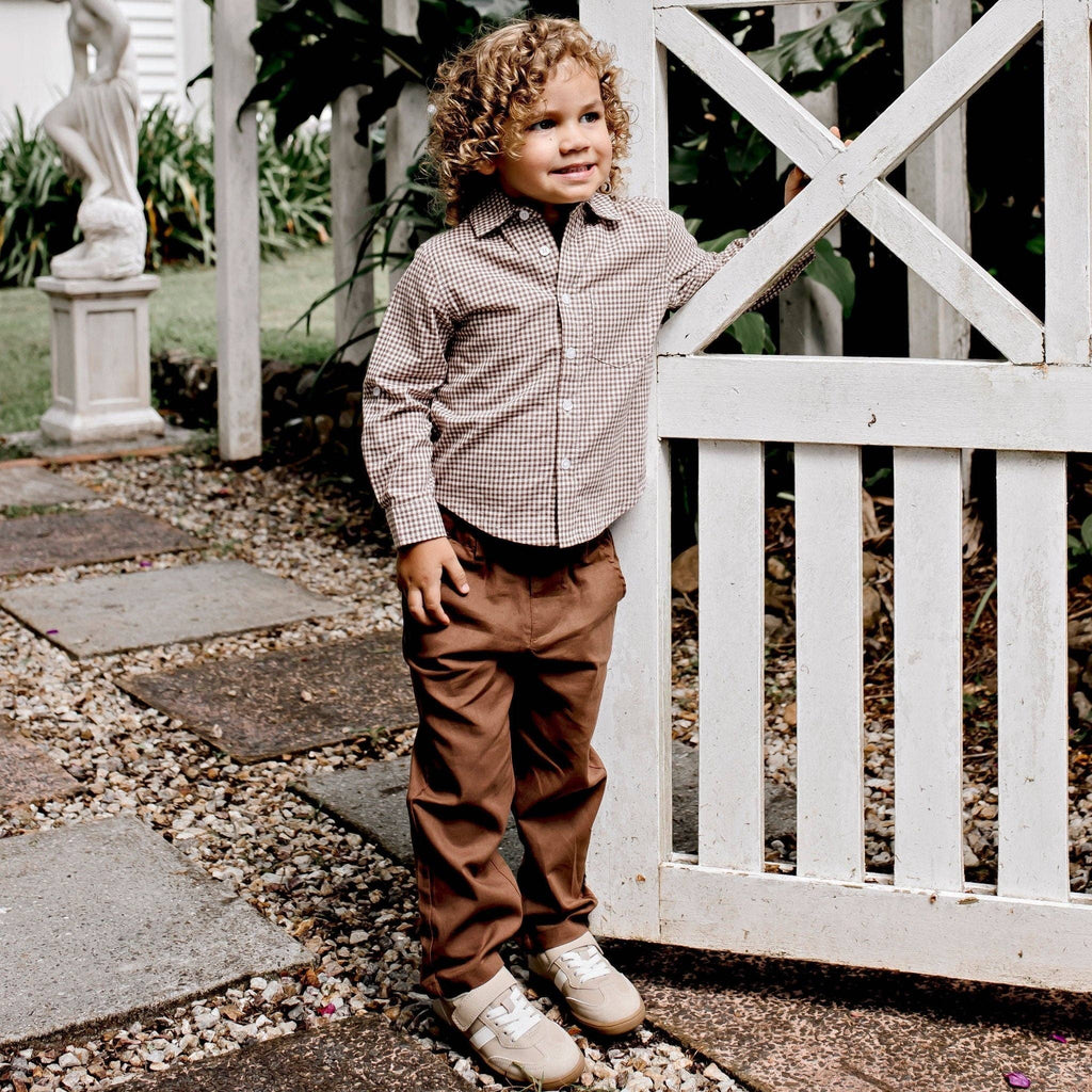 Oliver L/S Button Shirt - Choc Gingham