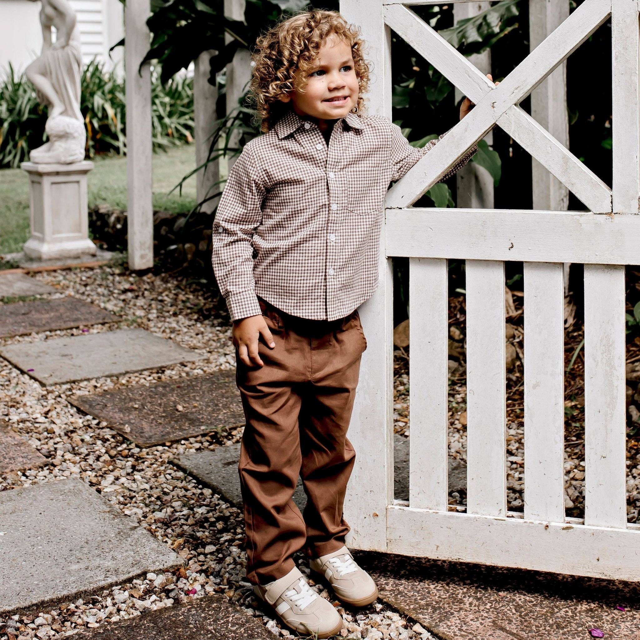 Oliver L/S Button Shirt - Choc Gingham