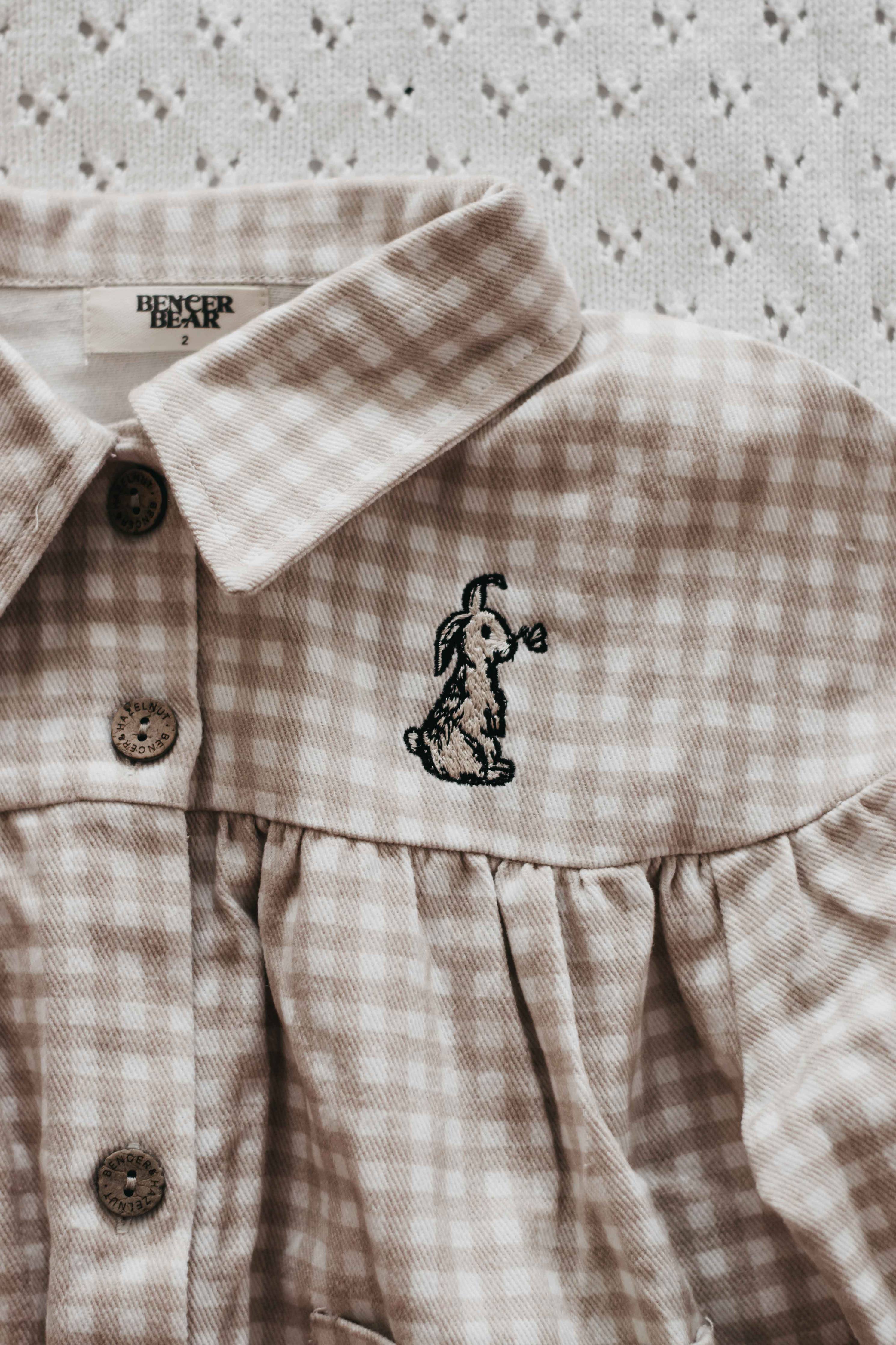 Denim Dress: Gingham Bunny