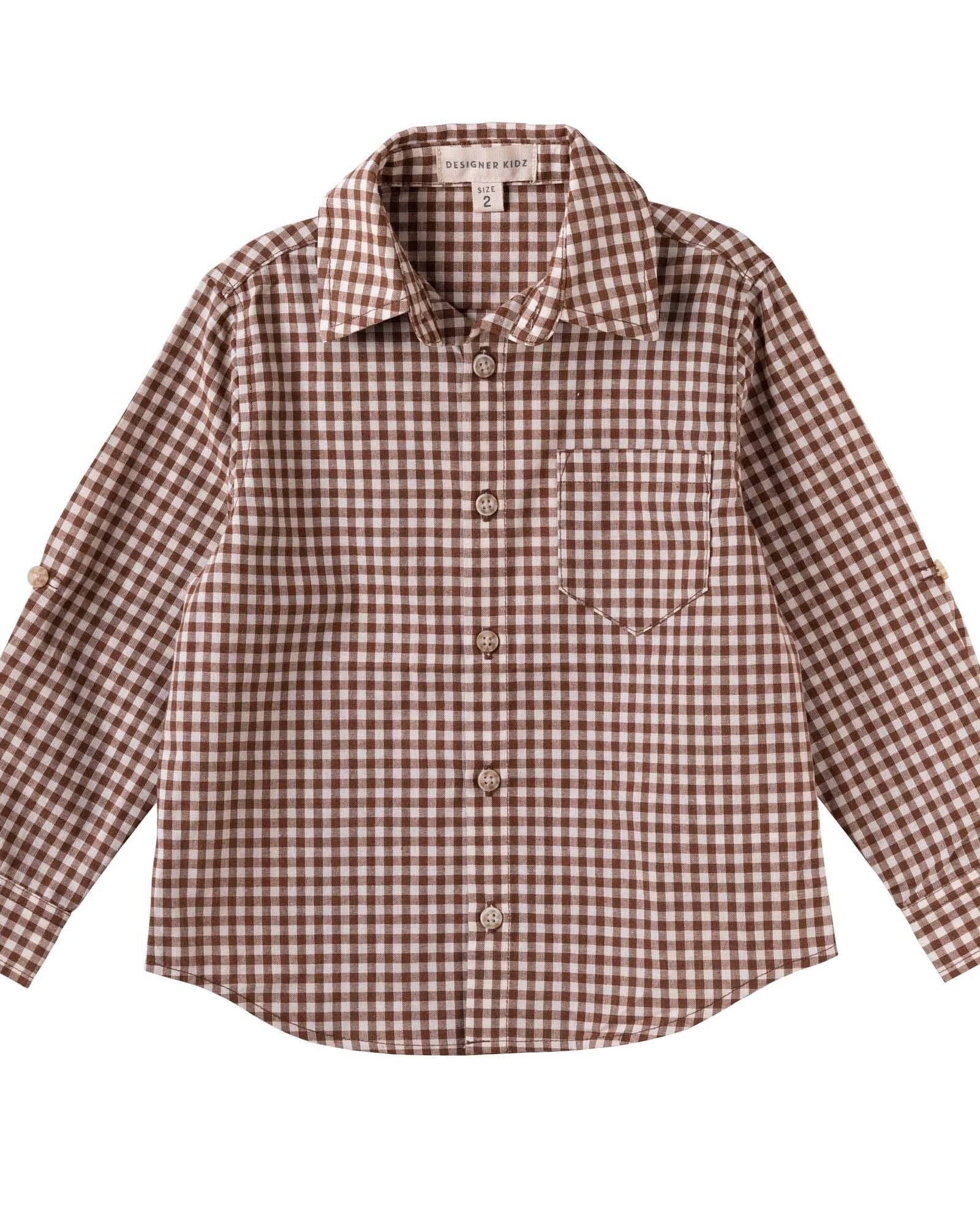 Oliver L/S Button Shirt - Choc Gingham