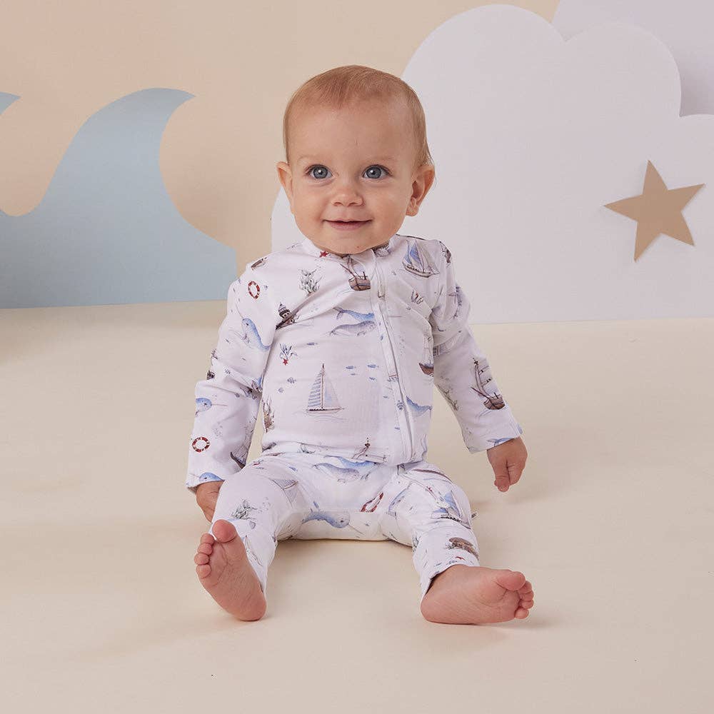 Set Sail Organic Snugglesuit Convertible Romper