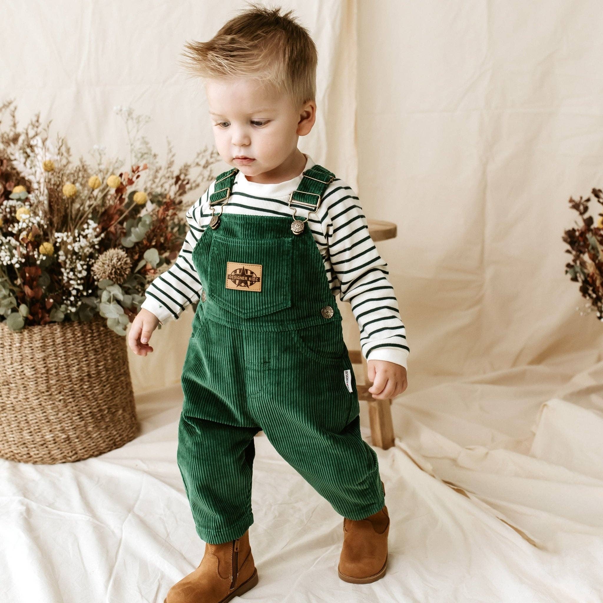 Charlie Cord Overalls - Juniper Green