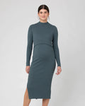 Nella Rib Nursing Knit Dress: Teal
