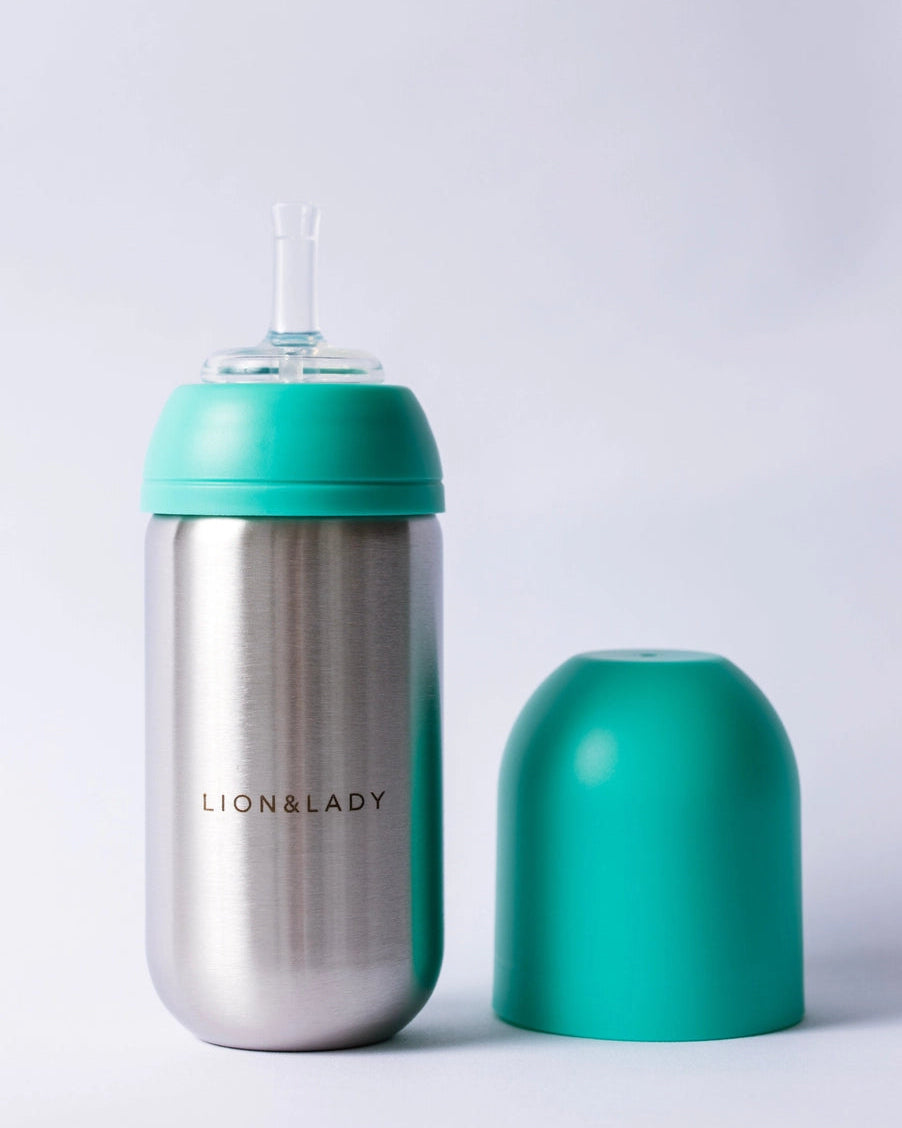 Toddler Straw Cup - 350ml 18/8 Stainless Steel: Mint