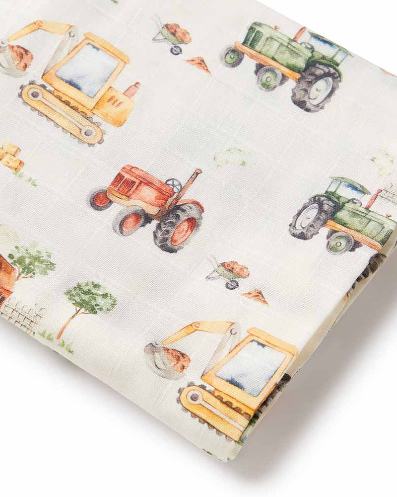 Diggers & Tractors Organic Muslin Wrap