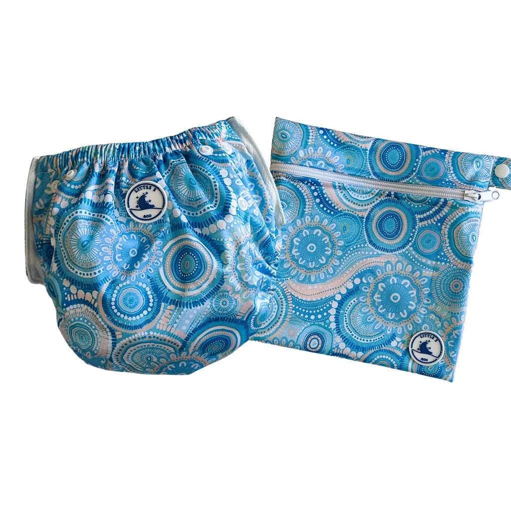 Swim Nappy & Mini Wet Bag Combo - Called Home to the Ocean