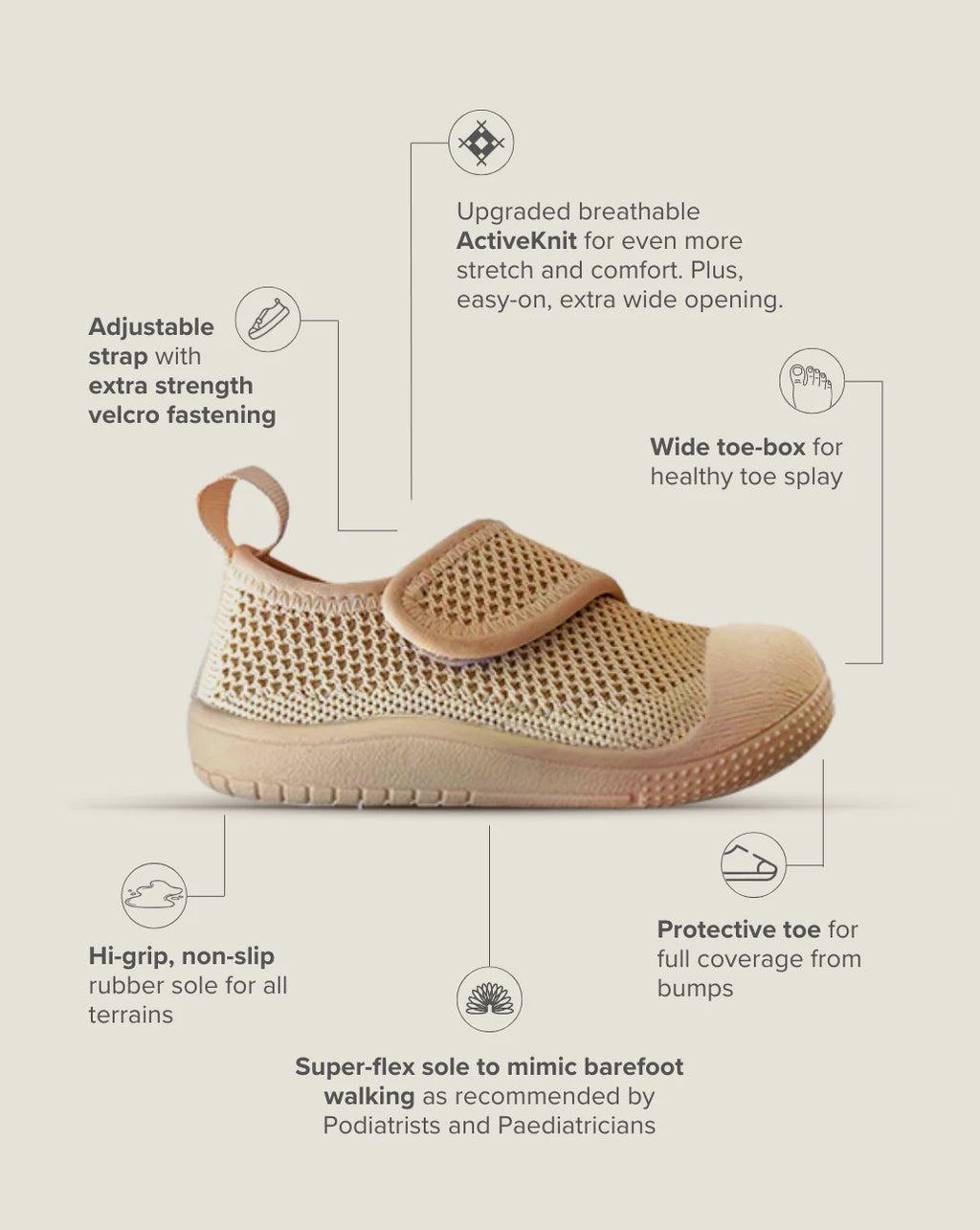 Velcro MOVE Toddler Shoe – Sandstone Brown