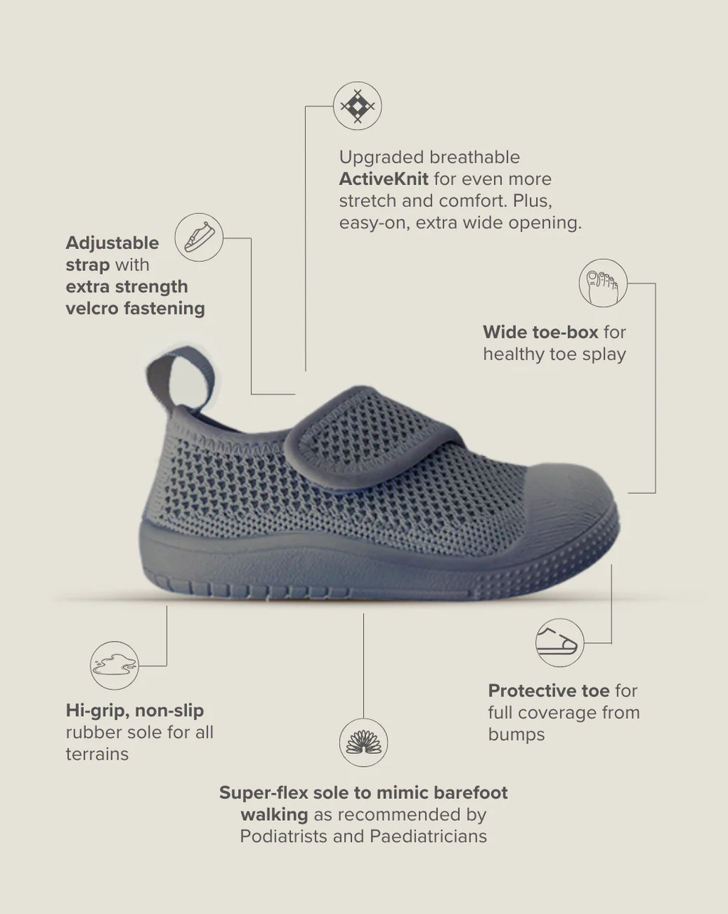 Velcro MOVE Toddler Shoe – Slate Grey