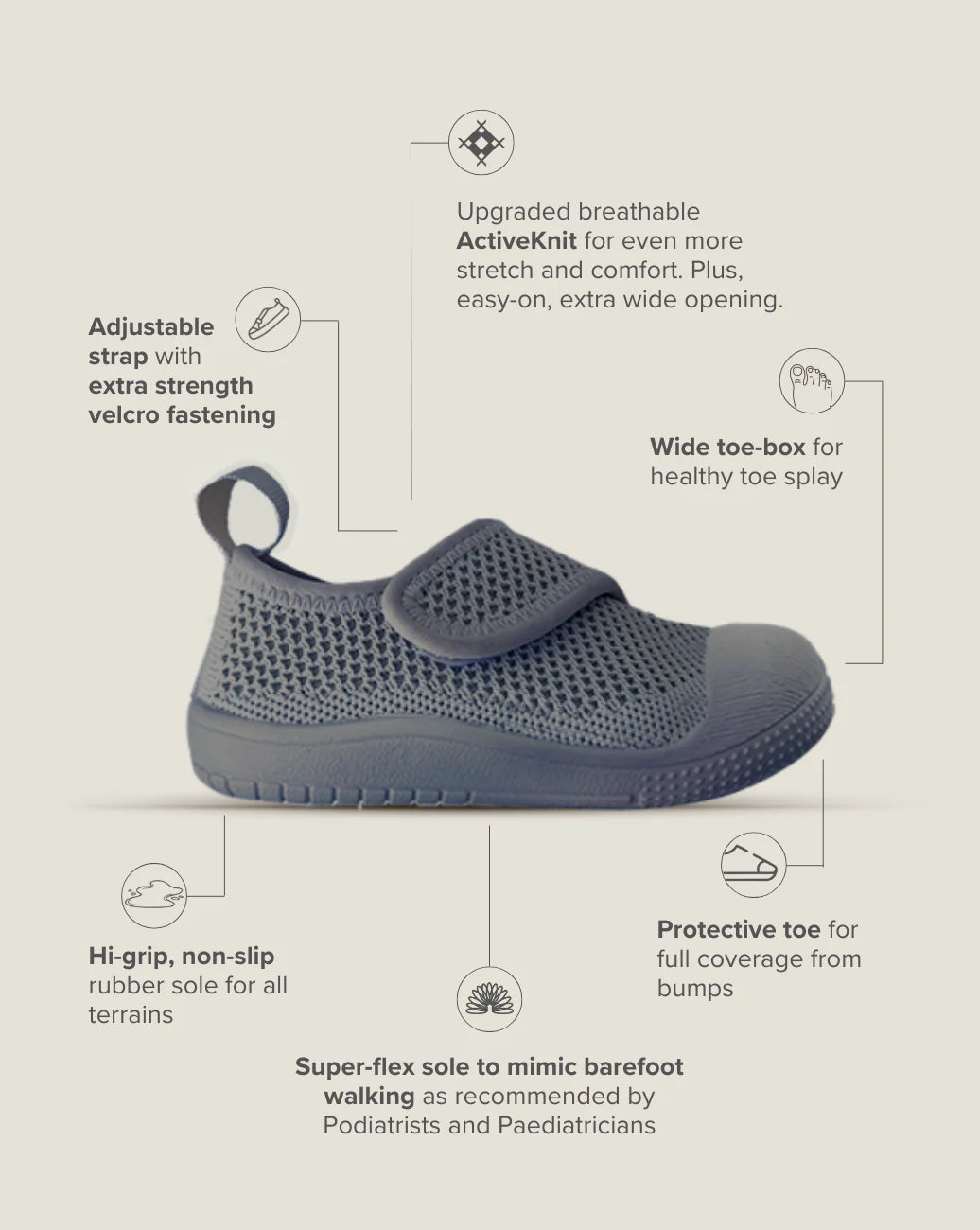 Velcro MOVE Toddler Shoe – Slate Grey